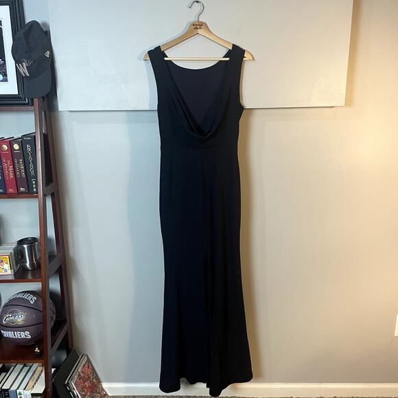 Lulu's Maxi Length Scoop Back Navy Blue Formal Gown Prom Dress Size Medium EUC - Picture 6 of 12